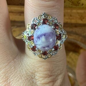 Rare Tiffany Stone Red Garnet Sterling Silver Cocktail Ring Size 8